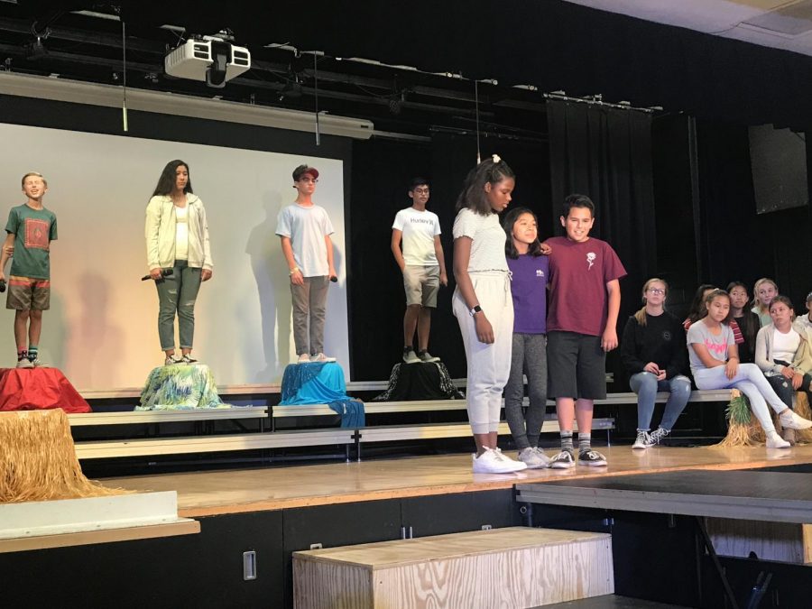Cast of Once on This Island rehearsal after school in the MPR.