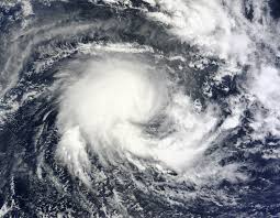 A satellite image of Storm Imelda.