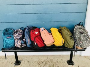 The backpacks of Birdwatch staffers. 