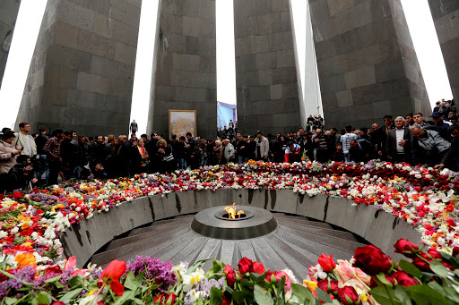 This image shows the inside of the Armenian Genocide monument, located in Armenia. Many tourists visit this monument whenever they travel to Armenia.