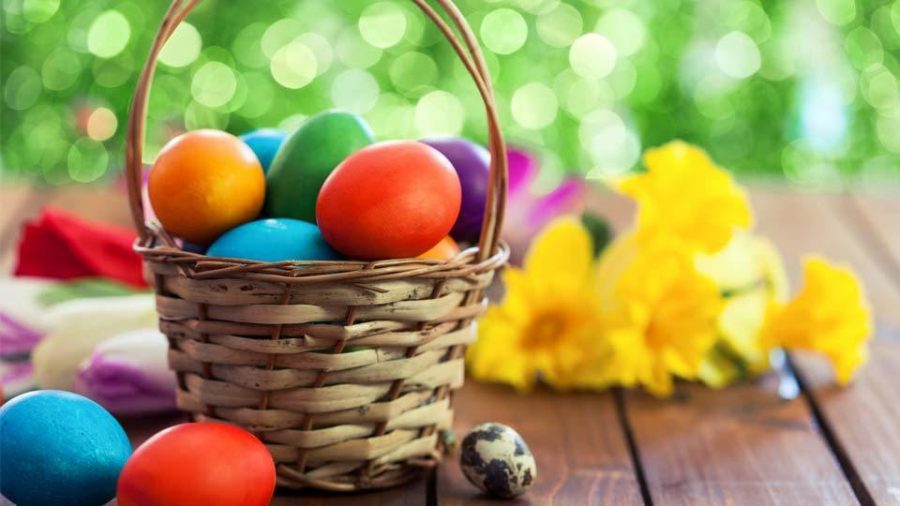 Easter basket filled with colorful Easter eggs!