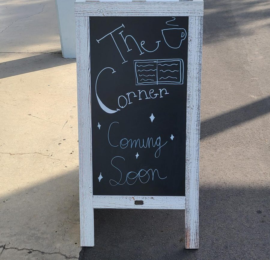 The sign outside of the Corner.