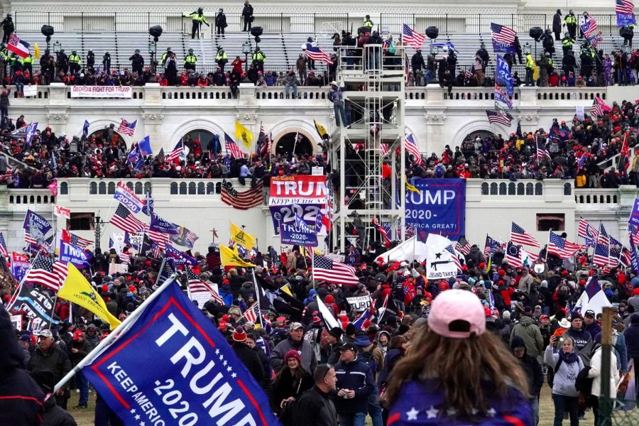 The mob of Trump supporters seen swarming the Capitol.