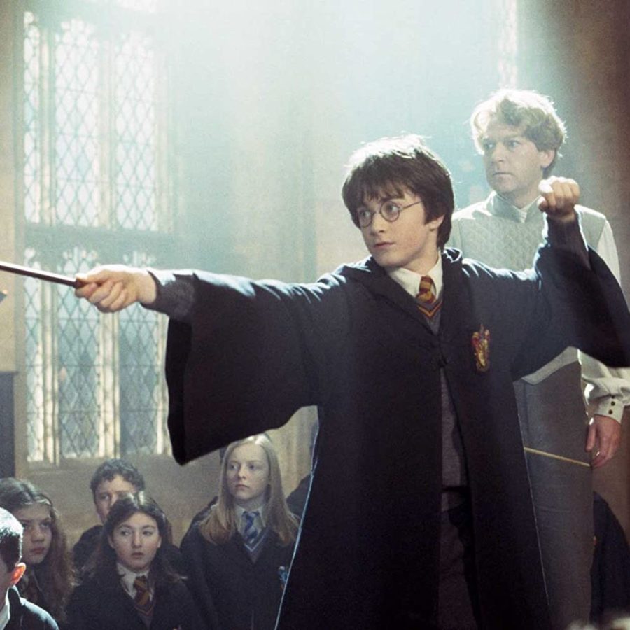 Harry Potter casting a spell from the movie Harry Potter and the Chamber of Secrets.