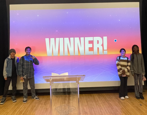 Our Black History Month Jeopardy contestants (Roman, Anthony, Naomi, and Ariel).
