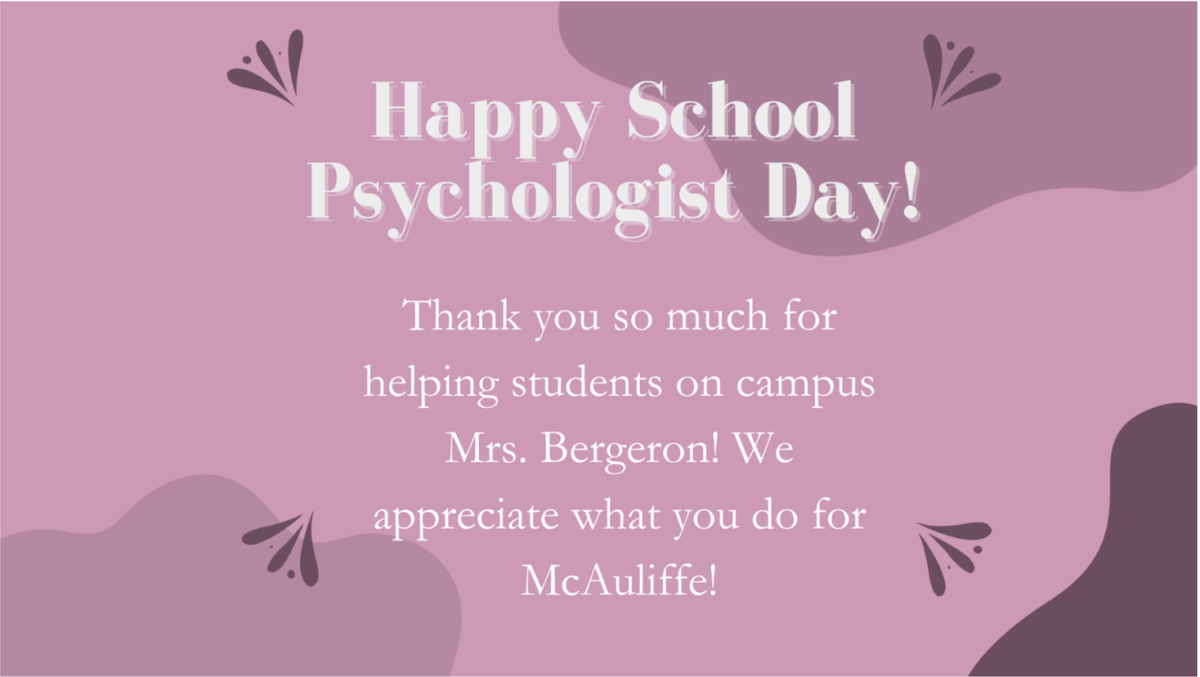 This is the morning announcement slide used to thank Mrs. Bergeron