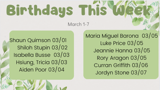 March 1-7 Birthdays