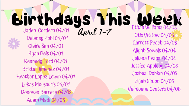 April 1-7 Birthdays