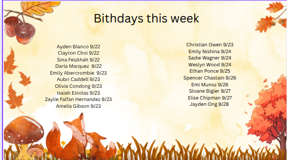 September 22-28 Birthdays